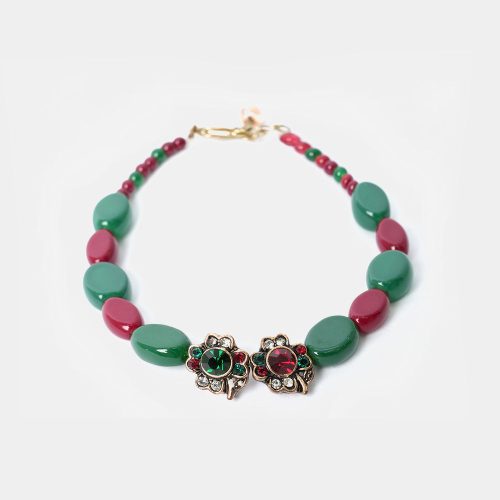 Red And Green Stones Pearl Bracelets