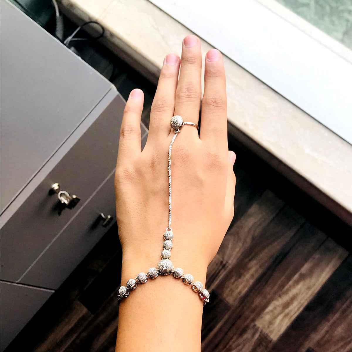 Silver Bracelet With Ring - Image 2
